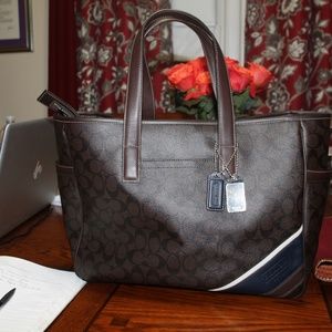 COACH HERITAGE STRIPE BUSINESS TOTE